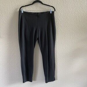 Eileen Fisher Black Pull On Pants Ankle Medium Rayon Nylon Spandex Blend Career